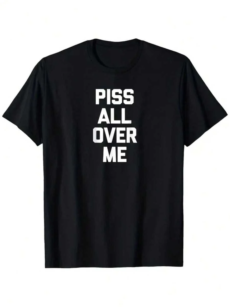 Chemise pour homme humoristique "PISS ALL OVER ME" en coton--Chemise femme oversize ample printemps été streetwear top nouveauté humour ironique - Couleur 1 - Voir 1