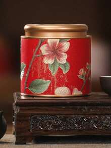 1pc Kitchen And Storage Room Container For Storing Tea, Coffee Beans, Sugar And Nuts. Metal Tea Canister With Good Sealing Properties. Its Bottom And Lid Are Both Coated With Porcelain Glaze. Suitable For Holiday Gifts And Daily Use - Multicolor - View 19