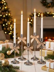 1 Conjunto de Castiçais Prateados Franceses, 3 Peças Suportes para Velas Cônicas, Castiçais Decorativos Modernos Dourados e Pretos, Adequados para Mesa de Jantar, Lareira, Casamento, Jantar, Festa, Natal, Decoração de Aniversário (Velas Não Incluídas) - Clássico - Visão 7