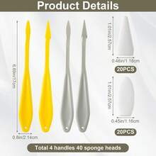 44件套素描與繪畫工具組，紙藝暈染工具、橡皮鉛筆、素描修剪器、橡皮海綿、擦拭工具、鉛筆，適合學生與藝術家，炭筆繪圖刷（灰色、黃色） - 套裝 - 查看 2