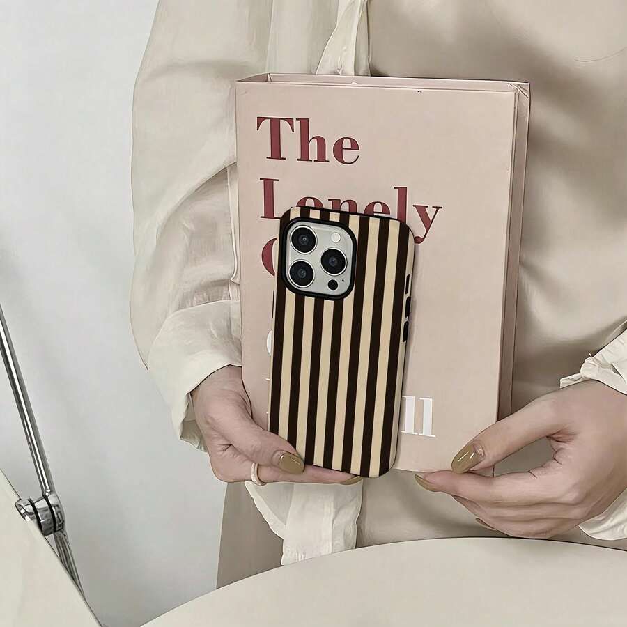 Shockproof Striped Pattern Fashion Phone Case, Striped Green Retro Cream Green Line French Elegant Phone Case, Compatible With IPhone17 IPhone16 15 14 IPhone13 12 11 Pro Max Spring Model - 白色13 - 查看 1