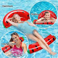 1/2/3PCS Fruit Shaped Inflatable Water Hammock Float, Mesh Pool Lounger, Multi-Use Water Lounge For Adults, Watermelon Pineapple Strawberry Floating Raft For Beach Lake Summer Pool Party - Multicolor - View 2