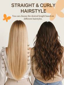 DOORES Seamless Clip-In Hair Extensions, 130g-150g, 7pcs/Pack, Light Ash Brown, Natural Straight Remy Human Hair, PU Invisible Clip-In Hair Pieces, Stylable - S5 - View 7