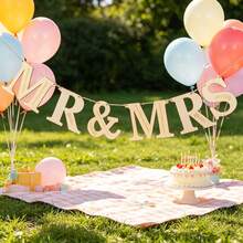 1 Set Of Wedding Pendants For Mr. And Mrs., Mr. And Mrs. Logos, Wooden Letters, And Signatures Of Mr. And Ms. Decorated With Wedding Banners For A Wedding Anniversary Wedding Party - Multiple Styles - View 1