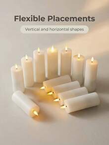 Juego de 8/12 velas LED sin llama con forma de bala, con control remoto, funcionan con batería, adecuadas para decoración del hogar, Navidad y bodas - Blanco - Ver 2