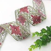 1/5碼復古花卉刺繡網紗蕾絲飾邊，透明薄紗蕾絲邊飾附雛菊圖案，DIY縫製布料，適用於洋裝、包包、帽子裝飾，婚禮貼花手工用，柔軟裝飾飾邊配件 - 多色D - 查看 9