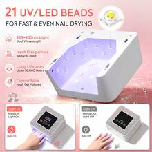 Mini UV LED Nail Dryer 21 Beads USB Nail Light 4 Timing Setting Square Screen Fast Cure All Gel Polish For Manicure - Multicolor - View 7