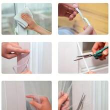 UNIQUEFORYOU 3pcs Heavy Duty, Easy To Install DIY Self-Adhesive Screen Curtains, Reusable, Invisible Installation, Invisible Mosquito Protection, Easy Installation, No Drilling Required, Transparent Design Allows Light To Pass Through - 3 Pieces (1 Self-adhesive Window Screen + 1  Patch + 1 Repair Patch) - View 11