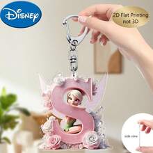 Llavero de bordado de letra de hada de flores Disney 2D plano, 26 patrones de dibujos animados florales 'A-Z', colgante de acrílico con cadena, adecuado para bolsos, llaves y llaves de coche, regalo de accesorios de viaje, diseño de llavero floral lindo, superficie lisa, llavero, llavero decorativo, llavero de dibujos animados, regalo de Navidad, regalo para fans, regalo de vacaciones, decoración del hogar - Multicolor - Ver 8