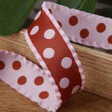 Ruffle Edge Contrast Color Polka Dot Woven Ribbon DIY Bow Hair Accessory Shoe Flower Gift Floral Material Satin Ribbon Skirt Trim - Multicolor - View 25