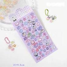 Q-LiA Macaron Color Transparent Jelly Mini Animal Icon Stickers (Panda, Rabbit And Cloud Patterns) – 1 Sheet. 3D Raised Jelly Embossed Stickers (Suitable For Sticker Books; Crystal Epoxy Bubble Style). Waterproof, Residue-Free And Repositionable. - Multicolor - View 5