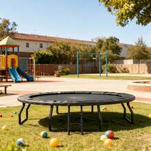 Indoor Outdoor Trampoline For Teenagers, 8FT/10FT/12FT/14FT/15FT/16FT With Safety Enclosure Net, Pop-Up Quick Connector Frame, Basketball Hoop Optional, Includes Ladder, Blue/Black Backyard Jumping Trampoline - Blue - View 6