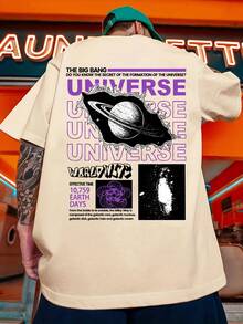 Stylish UNIVERSE Printing,Men's Graphic Design Crew Neck Sweatshirt T Shirt,Summer Leisure And Comfort T Shirt,Men's Tops Are Suitable For Daily Gym W - Black - View 8