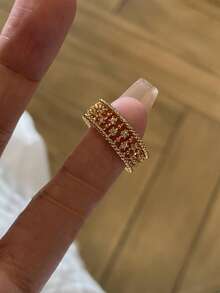 1/3PCS Gold Luxury Cubic Zirconia Women's Rings, Fashion Open Ring Suitable For Daily Wear, Stackable Women's Jewelry Gift, Unique Exquisite Ring Set, Suitable For Party, Banquet, Gathering Occasions, Open Adjustable - Gold - View 4