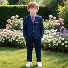 3pcs Young Boy's Suit Set (Jacket + Pants + Tie), Formal Outfit For Piano Performance, Wedding, Ceremony - Royal Blue - View 5
