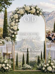 客製化鏡面貼紙 婚禮貼紙－婚禮 Logo 裝飾 DIY 婚禮貼紙－歡迎參加婚禮鏡面貼紙－客製化鏡面雕刻貼紙－新婚夫婦－婚禮裝飾/現代婚禮歡迎牌/個性化新人姓名與日期/鏡面貼紙 新娘派對/婚禮鏡面乙烯基貼紙，適用於週年紀念、生日、家居裝飾、畢業、個人用品 - 彩色 - 查看 3