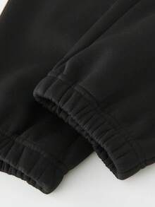 Men's Autumn Street Fashion Star Pattern Long Sleeve Drawstring Hoodie And Sweatpants Casual Loose Fit Set - Black - View 3