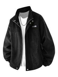 Men's Outdoor Autumn/Winter Corduroy Jacket, Loose Casual Fashion Jacket - Black - View 2
