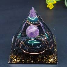 1pc Twelve Constellations Orgone Pyramid - Taurus/Scorpio/Leo/Pisces/Cancer/Virgo/Libra/Aries/Gemini/Aquarius Amethyst - Gift Tool, Home Decor - Multicolor - View 23