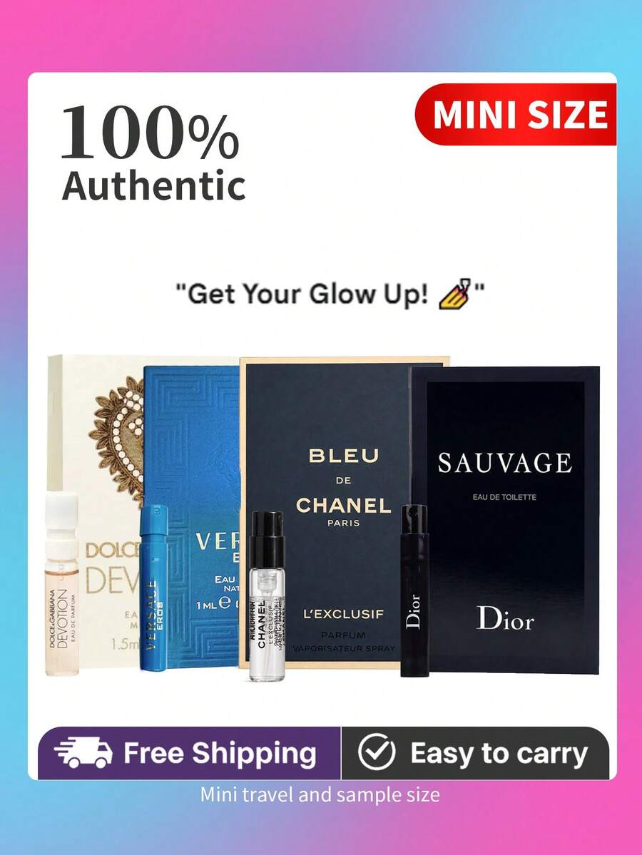 Men's Mini Cologne Set Travel Size Spray Samples Luxury (4 Vials) | Dior Sauvage EDT 1ml, Bleu De Chanel L'EXCLUSIF Parfum 1.5ml,VERSACE Eros EDT 1ml, Devotion D&G EDP Intense 1.5ml - 入門試香組合 - 查看 1