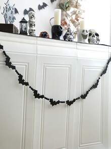 1 pezzo Ghirlanda di perline a forma di pipistrello nero per Ognissanti, banner da appendere al camino, decorazione con silhouette di pipistrello spettrale, ghirlanda di perline, stile gotico e rustico, per camino, mobile, finestra, interno, decorazione stagionale per le vacanze, ornamento da parete, per festa di Ognissanti, dolcetto o scherzetto, accessorio fotografico, decorazione per la casa, regalo - Multicolore 3 - Visualizzare 8
