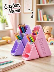 Personalized Pencil Case, Customized Name Stationery Bag, Customized Name Pencil Bag, Washable Upright Silicone Pencil Bag, Jelly Pencil Bag, Silicone Zipper Bag, Back To School Gift - Multicolor - View 2