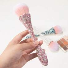 Luxury Rhinestone Makeup Brush, Handmade Rhinestone Makeup Brush, Extra Large Single Head Soft Bristles, Blush Brush, Women's Makeup Tools, Foundation Brush/Powder Brush/Highlighter Brush/Contour Brush/Blush Brush/Nail Cleaning Brush/Nail Art Brush/Perfect Gift For Girlfriend Or Loved One, Travel Essential - Multicolor - View 8