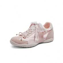 CAMEL CROWN Women's Autumn Vintage Platform Casual Sneakers, Bow-Knot Ballet Style German Training Shoes - Pink - View 6