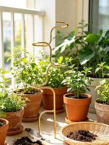 Indoor Plant Support Stand: Durable Metal Flower Rack, Suitable For Flowers And Herbs, Featuring Grid Frame Design, Universal For Indoor And Outdoor Plants, Easy To Use, Enhanced Stability - Multicolor - View 5