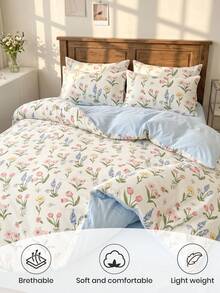2/3 Piece Floral Print Duvet Cover Set, Multi-Functional Bedding, Comfortable & Breathable, Lightweight, Anti-Pilling/Machine Washable, Room Decor, Bedroom Decor, Dorm Bedding, Suitable For All Seasons, Fits Twin/Full/Queen/King Size Beds, Autumn Home Decor, No Filling, Autumn - Multicolor - View 4