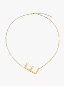 Opalesca 1pc Letter Pendant Necklace, Stainless Steel Jewelry - Yellow Gold - View 18