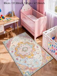 1pc Ultra Soft Crystal Velvet Carpet Vintage Persian Style Bohemian Rug - Soft, Non-Slip, Machine Washable Polyester Mat With Colorful Geometric Pattern - Multicolor 11 - View 22