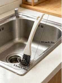 1 chiếc chổi cọ đa năng dùng để vệ sinh bếp, mặt bàn, kệ, khe hở, bồn rửa, góc nhà, vỉ nướng BBQ, đồ dùng nhà bếp, phụ kiện nhà bếp, dụng cụ nhà bếp - trắng - Xem 6