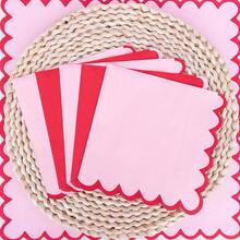20/40/80pcs Wavy Edge Cocktail Napkins, Red & Pink Contrast Border Decorative Dinner Napkins, 6.5 Inch Large Capacity, Suitable For Wedding, Bridal Shower, Valentine's Day, Birthday Party Table Decor, Unisex - Pink - View 4