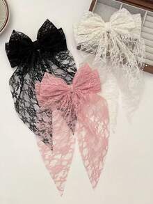 1pc Girls Lace Large Bow Hair Clip, Elegant Vintage Hair Clip, Suitable For Wedding, Party, Daily Hairstyles - Multicolor - View 1
