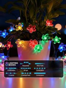 20/50/100 LED Solar String Lights, 8 Lighting Modes, IP65 Waterproof Fairy Lights, Suitable For Yard, Camping, Party, Holiday, Christmas, Wedding Decoration, Outdoor Solar Garden Lights - Solar-powered Cherry Blossom Lights - View 5