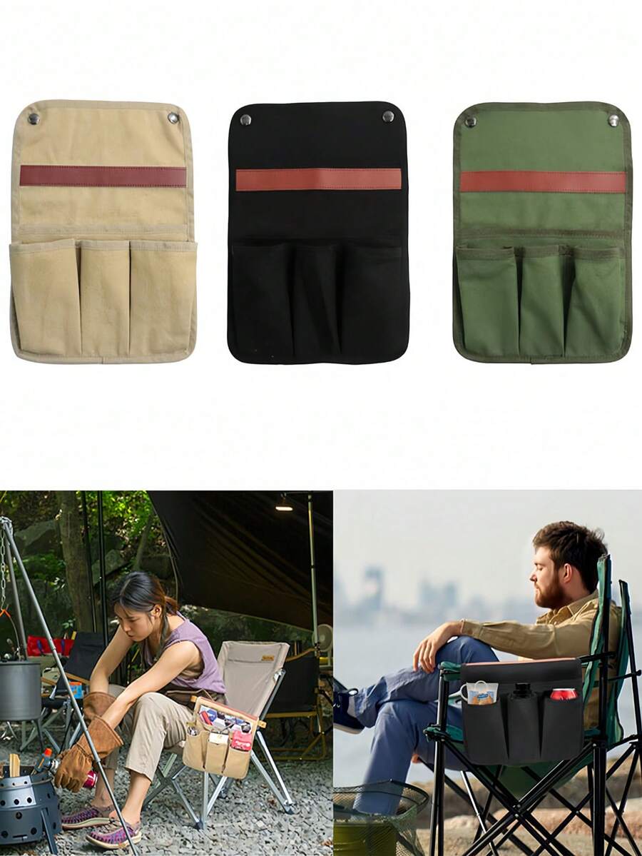Outdoor Camping Side Pocket Camping Chair Armrest Organizer Multi-Function Storage Bag Folding Chair Pouch For Camping Chairs Beach And Outdoor Use Camping Essential Accessories