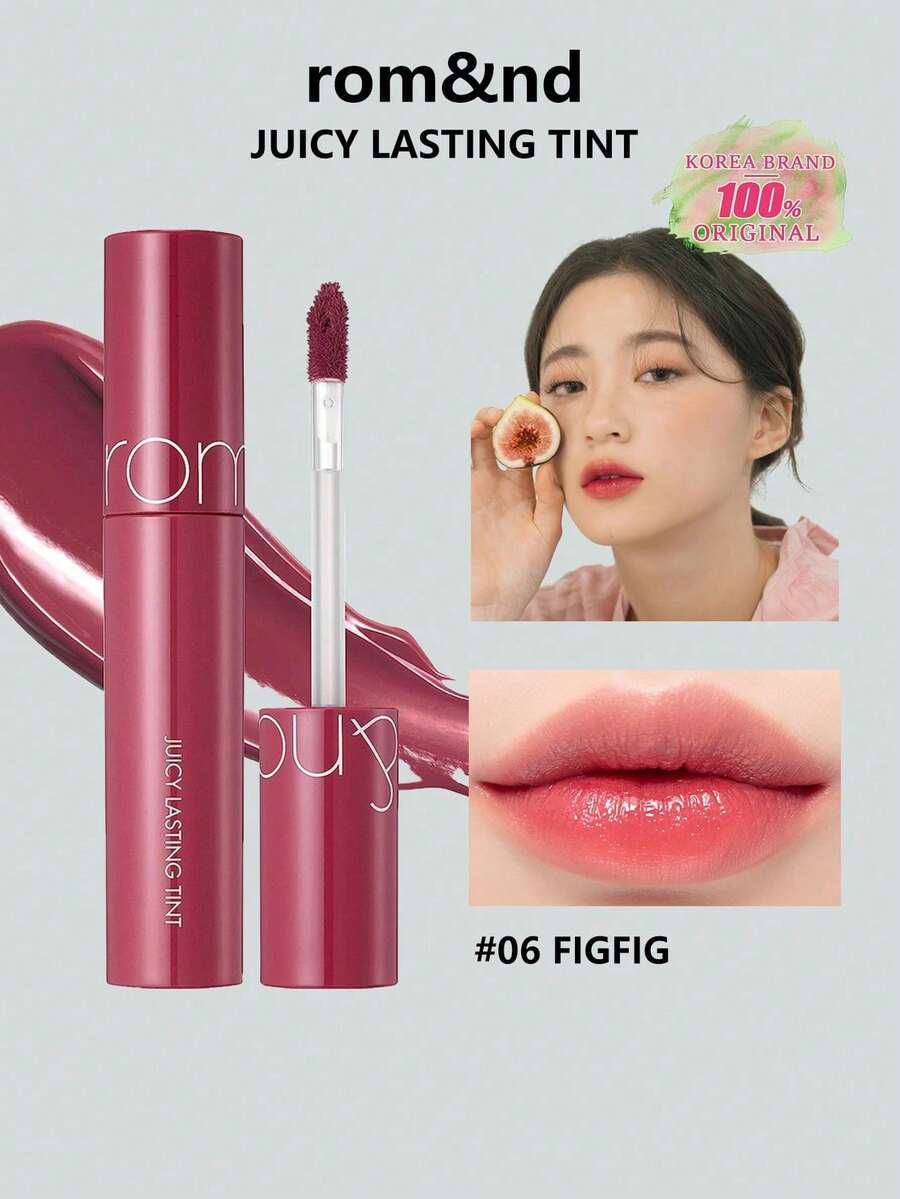 Rom&nd Romand JUICY LASTING TINT 06 FIGFIG 水光唇釉,水潤光澤妝效,保濕持久,不褪色不沾杯,輕盈舒適,適合新手日常使用,K-Beauty 韓系彩妝,Olive Young,禮物 - 06 FIGFIG - 查看 1