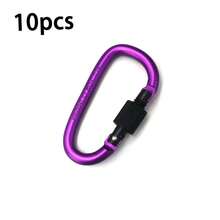 5pcs/10pcs D-Shaped Aluminum Alloy Locking Carabiner Key Chain Backpack Clip Water Bottle Hook - Multicolor - View 14
