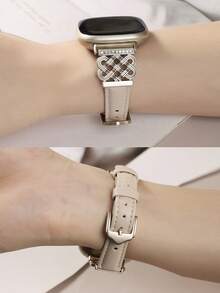 Women's Leather Watch Band For Versa 4/Versa 3/Sense 2/Sense - Diamond Chinese Knot Design, Comfortable Sweat-Resistant Slim Band - Fashionable Multiple Colors Available - Fits 5.5 To 8.3 Inch Wrists, Perfect For Business, Dating, Weddings, Parties And Daily Wear - Exclusive Women's Gift, High-Quality Replacement Band Accessory - Starlight Buckle - View 7