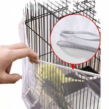11pcs Bird Cage Dust-Proof Set (Includes 10pcs Bird Cage Liners + 1pc Bird Cage Dust-Proof Cover), Dust-Proof Mesh Cover Anti-Splash Fence Cage Net, Excrement Receiving Paper Absorbent Non-Woven Fabric Parrot Cage Liner Tray Bird Dropping Cleaning Pad, Suitable For Round And Square Cages - White Elastic - View 7