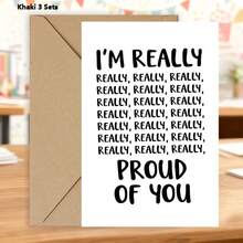 1/3 Sets I'm Truly Proud Of You" Greeting Card With Envelope, Featuring A Fun Repetitive Text Design, Suitable For Celebrating Achievements, Birthdays, Promotions, Encouragement, And All Occasions - A - View 13