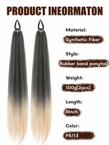 2Pcs 28 Inch Long Straight Synthetic Braided Ponytail Wig With Elastic Band For Women Daily Wear - Multicolor - View 4