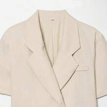 TF.MLN Women's Casual Fashion Solid Color Blazer, V-Neck Single Button Short Lace Blazer Top, Spring/Summer Fashion Top - Off-white - View 8