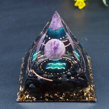 1pc Twelve Constellations Orgone Pyramid - Taurus/Scorpio/Leo/Pisces/Cancer/Virgo/Libra/Aries/Gemini/Aquarius Amethyst - Gift Tool, Home Decor - Multicolor - View 3