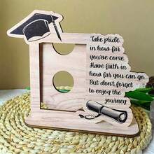 2026 Graduation Wooden Photo Frame With Mini Graduation Cap And Blessing Message, Desktop Photo Display, Perfect Graduation Keepsake Gift - A - View 6