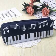 3pcs Rectangular Single-Layer Piano Keyboard Pattern Pencil Case, Fun And Practical, Music Lovers, Highly Attractive High-Quality Durable, Large Capacity, Zipper Closure, Convenient, Lightweight And Portable, Office Supplies, Student Stationery Rewards, Back To School School Learning Accessories, Learning Supplies Gifts. - Multicolor - View 5
