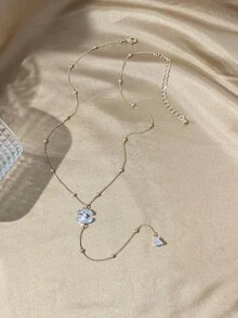 LADYCOCO 1件时尚优雅不锈钢链镶钻吊坠项链，Y字形项链，适合女性佩戴 - 金色 - 查看 3