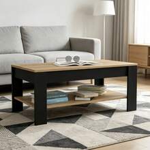 Mesa de té rectangular para sala de estar, Mesa de café, Escritorio, Mesa de reunión, Mesa pequeña, Mesa lateral, Mesa de almacenamiento, Mesa organizadora, Mesa central de sofá, Soporte para organizar libros, Mueble decorativo - Multicolor - Ver 1
