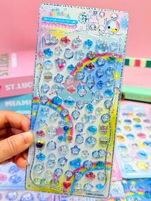 Cartoon Water Drop Crystal Art & Craft 3D/DIY Stickers, Exquisite Liquid Crystal 3D Self-Adhesive Reusable DIY Decorative Stickers, Interactive Stickers For Kids, Daily Decoration Stickers, Party Decoration Stickers, Children's Sticker Game, Candy Drop Stickers, Sticker Book Fun 3D Embossed Texture Stickers, Scrapbook Material, Embossed Stickers, Waterproof, Wear-Resistant, Reusable - Multicolor - View 7